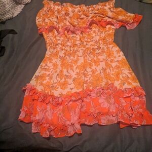 Jessica Simpsons Floral Off-Shoulder Dress with Ruffle Details